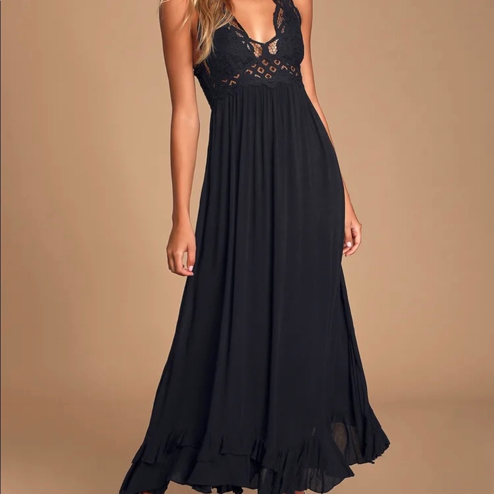 NWT Adella Maxi Slip Black Lace Dress